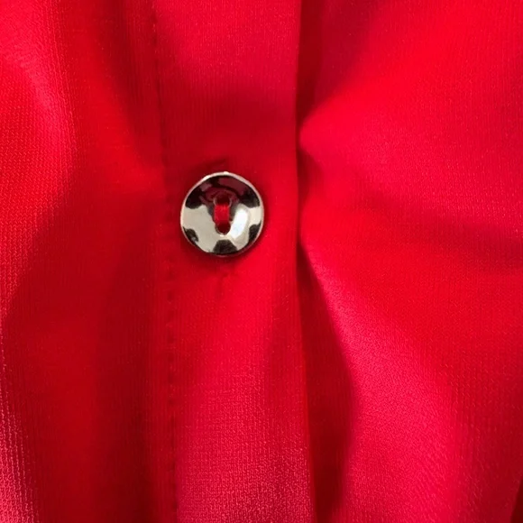 XS H By Halston Red Dolman Shirt Sleeve Button Front Blouse - Picture 10 of 13